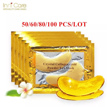 GoldLux Crystal Collagen Eye Mask - Korean Beauty Patches for Dark Circles & Acne, Available in 50/60/80/100 Pcs