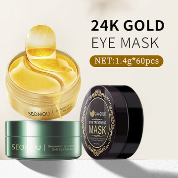 24K Gold Seaweed Eye Mask: Dark Circle Repair & Moisturizing (60 Pieces)
